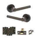 STATUS Nebraska Door Handle Pack (Latch Set - 2.5" CE Latch, 4" Fire Rated Hinges x3) - Urban Dark Bronze