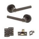 STATUS Nebraska Door Handle Pack (Latch Set - 2.5" CE Latch, 4" Slim Knuckle Hinges x2) - Urban Dark Bronze