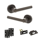 STATUS Nebraska Door Handle Pack (Latch Set - 2.5" Latch, 3" Hinges x2) - Urban Dark Bronze