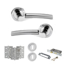 STATUS Florida Door Handle Pack (3 Lever Lock Set - 3" CE Sashlock, 3" Premium Hinges x3) - Satin Chrome/Polished Chrome