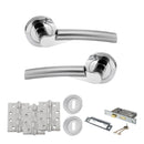STATUS Florida Door Handle Pack (3 Lever Lock Set - 3" CE Sashlock, 4" Fire Rated Hinges x3) - Satin Chrome/Polished Chrome