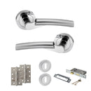 STATUS Florida Door Handle Pack (3 Lever Lock Set - 3" CE Sashlock, 4" Slim Knuckle Hinges x2) - Satin Chrome/Polished Chrome