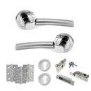 STATUS Florida Door Handle Pack (Euro Lock Set - 3" CE Sashlock, 3" Premium Hinges x3) - Satin Chrome/Polished Chrome
