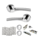 STATUS Florida Door Handle Pack (Euro Lock Set - 2.5" CE Sashlock, 4" Fire Rated Hinges x3) - Satin Chrome/Polished Chrome