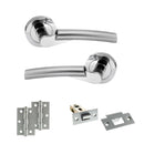 STATUS Florida Door Handle Pack (Latch Set - 2.5" Latch, 3" Hinges x2) - Satin Chrome/Polished Chrome
