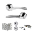 STATUS Florida Door Handle Pack (Bathroom Set - 3" CE Bathroom Lock, 3" Premium Hinges x3) - Satin Chrome/Polished Chrome