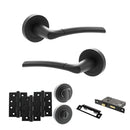 STATUS Indiana Door Handle Pack (Bathroom Set - 2.5" CE Bathroom Lock, 4" Fire Rated Hinges x3) - Matt Black