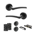 STATUS Indiana Door Handle Pack (Bathroom Set - 3" CE Bathroom Lock, 4" Slim Knuckle Hinges x2) - Matt Black