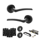 STATUS Indiana Door Handle Pack (3 Lever Lock Set - 3" CE Sashlock, 4" Fire Rated Hinges x3) - Matt Black