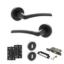 STATUS Indiana Door Handle Pack (3 Lever Lock Set - 3" CE Sashlock, 4" Slim Knuckle Hinges x2) - Matt Black