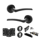 STATUS Indiana Door Handle Pack (Euro Lock Set - 3" CE Sashlock, 3" Premium Hinges x3) - Matt Black
