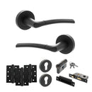 STATUS Indiana Door Handle Pack (Euro Lock Set - 2.5" CE Sashlock, 4" Fire Rated Hinges x3) - Matt Black