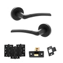 STATUS Indiana Door Handle Pack (Latch Set - 2.5" CE Latch, 4" Fire Rated Hinges x3) - Matt Black