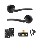STATUS Indiana Door Handle Pack (Latch Set - 2.5" CE Latch, 4" Slim Knuckle Hinges x2) - Matt Black