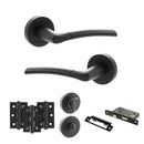 STATUS Indiana Door Handle Pack (Bathroom Set - 2.5" CE Bathroom Lock, 3" Premium Hinges x3) - Matt Black