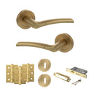 STATUS Indiana Door Handle Pack (3 Lever Lock Set - 3" CE Sashlock, 3" Premium Hinges x3) - Satin Brass