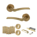 STATUS Indiana Door Handle Pack (3 Lever Lock Set - 2.5" CE Sashlock, 4" Fire Rated Hinges x3) - Satin Brass