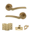 STATUS Indiana Door Handle Pack (Latch Set - 2.5" CE Latch, 3" Premium Hinges x3) - Satin Brass
