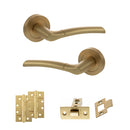 STATUS Indiana Door Handle Pack (Latch Set - 2.5" CE Latch, 4" Slim Knuckle Hinges x2) - Satin Brass