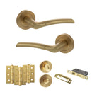 STATUS Indiana Door Handle Pack (Bathroom Set - 2.5" CE Bathroom Lock, 3" Premium Hinges x3) - Satin Brass