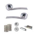 STATUS Indiana Door Handle Pack (Bathroom Set - 3" CE Bathroom Lock, 4" Slim Knuckle Hinges x2) - Satin Chrome/Polished Chrome