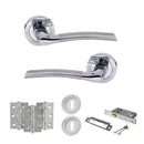 STATUS Indiana Door Handle Pack (3 Lever Lock Set - 2.5" CE Sashlock, 3" Premium Hinges x3) - Satin Chrome/Polished Chrome