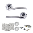 STATUS Indiana Door Handle Pack (3 Lever Lock Set - 3" CE Sashlock, 4" Fire Rated Hinges x3) - Satin Chrome/Polished Chrome