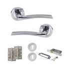 STATUS Indiana Door Handle Pack (3 Lever Lock Set - 3" CE Sashlock, 4" Slim Knuckle Hinges x2) - Satin Chrome/Polished Chrome