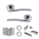 STATUS Indiana Door Handle Pack (Euro Lock Set - 3" CE Sashlock, 3" Premium Hinges x3) - Satin Chrome/Polished Chrome