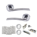 STATUS Indiana Door Handle Pack (Euro Lock Set - 3" CE Sashlock, 4" Fire Rated Hinges x3) - Satin Chrome/Polished Chrome