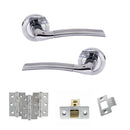 STATUS Indiana Door Handle Pack (Latch Set - 3" CE Latch, 3" Premium Hinges x3) - Satin Chrome/Polished Chrome