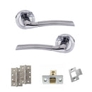 STATUS Indiana Door Handle Pack (Latch Set - 2.5" CE Latch, 4" Slim Knuckle Hinges x2) - Satin Chrome/Polished Chrome