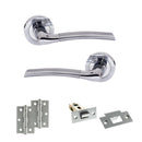 STATUS Indiana Door Handle Pack (Latch Set - 2.5" Latch, 3" Hinges x2) - Satin Chrome/Polished Chrome