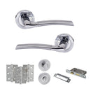 STATUS Indiana Door Handle Pack (Bathroom Set - 2.5" CE Bathroom Lock, 3" Premium Hinges x3) - Satin Chrome/Polished Chrome