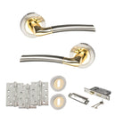 STATUS Indiana Door Handle Pack (3 Lever Lock Set - 3" CE Sashlock, 4" Fire Rated Hinges x3) - Satin Nickel/Polished Brass