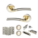 STATUS Indiana Door Handle Pack (Euro Lock Set - 3" CE Sashlock, 3" Premium Hinges x3) - Satin Nickel/Polished Brass