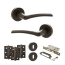 STATUS Indiana Door Handle Pack (3 Lever Lock Set - 3" CE Sashlock, 3" Premium Hinges x3) - Urban Dark Bronze