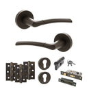 STATUS Indiana Door Handle Pack (Euro Lock Set - 2.5" CE Sashlock, 3" Premium Hinges x3) - Urban Dark Bronze