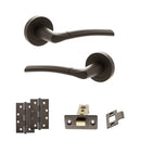 STATUS Indiana Door Handle Pack (Latch Set - 3" CE Latch, 4" Slim Knuckle Hinges x2) - Urban Dark Bronze