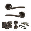 STATUS Indiana Door Handle Pack (Bathroom Set - 3" CE Bathroom Lock, 3" Premium Hinges x3) - Urban Dark Bronze