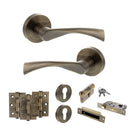 STATUS Colorado Door Handle Pack (Euro Lock Set - 2.5" CE Sashlock, 3" Premium Hinges x3) - Antique Brass