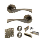 STATUS Colorado Door Handle Pack (Euro Lock Set - 2.5" CE Sashlock, 4" Slim Knuckle Hinges x2) - Antique Brass