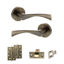STATUS Colorado Door Handle Pack (Latch Set - 2.5" CE Latch, 4" Slim Knuckle Hinges x2) - Antique Brass