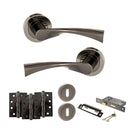 STATUS Colorado Door Handle Pack (3 Lever Lock Set - 3" CE Sashlock, 4" Fire Rated Hinges x3) - Black Nickel