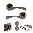 STATUS Colorado Door Handle Pack (3 Lever Lock Set - 2.5" CE Sashlock, 4" Slim Knuckle Hinges x2) - Black Nickel