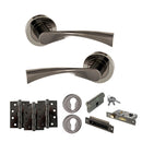 STATUS Colorado Door Handle Pack (Euro Lock Set - 3" CE Sashlock, 4" Fire Rated Hinges x3) - Black Nickel