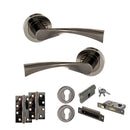 STATUS Colorado Door Handle Pack (Euro Lock Set - 3" CE Sashlock, 4" Slim Knuckle Hinges x2) - Black Nickel