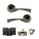 STATUS Colorado Door Handle Pack (Latch Set - 2.5" CE Latch, 4" Fire Rated Hinges x3) - Black Nickel