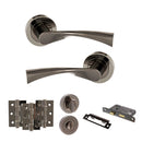 STATUS Colorado Door Handle Pack (Bathroom Set - 2.5" CE Bathroom Lock, 3" Premium Hinges x3) - Black Nickel