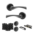 STATUS Colorado Door Handle Pack (Bathroom Set - 2.5" CE Bathroom Lock, 4" Fire Rated Hinges x3) - Matt Black